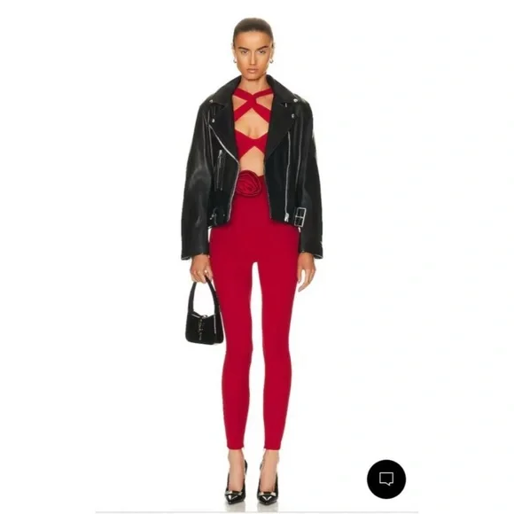 Magda Butrym Red bodysuit Top with Crisscross Design - Picture 5 of 5